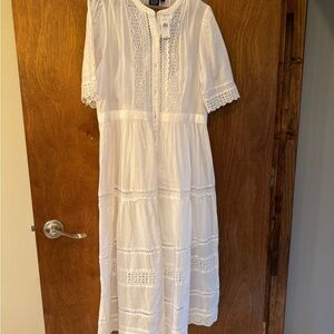 White eyelet midi dress new with tags